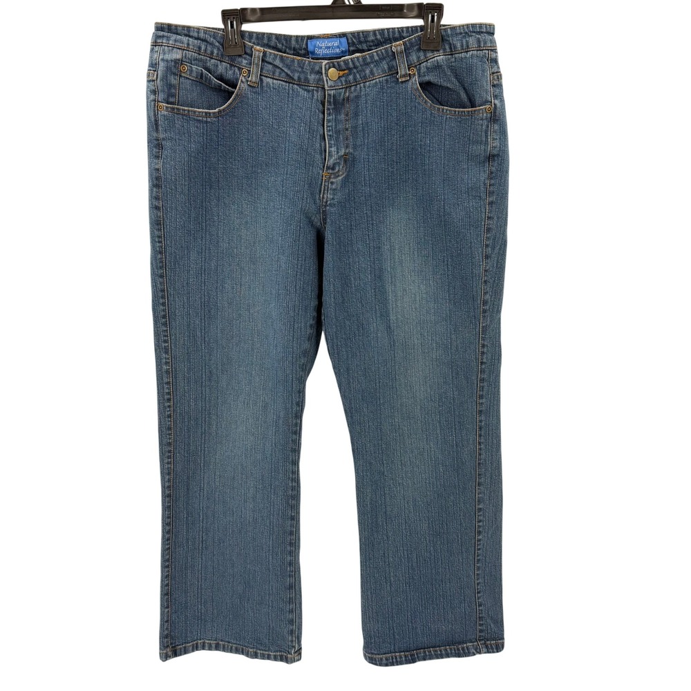 Natural Reflections Straight Leg Stretch Jeans 18P Blue Petite Denim Cotton